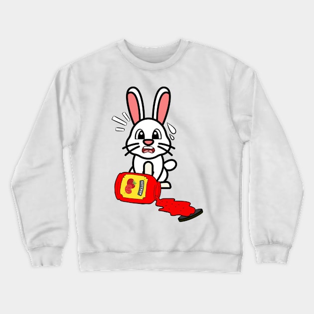 Funny bunny spilled tomato ketchup Crewneck Sweatshirt by Pet Station